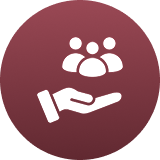 Hand holding group icon