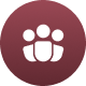 White group icon on maroon circle
