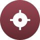 White crosshair target on maroon circle