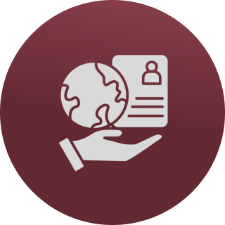 Hand holding globe and ID card icon